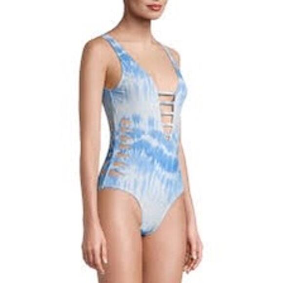 Xoxo Womens Tie Dye Cut Out One Piece Swimsuit XL (b40) - Picture 1 of 9